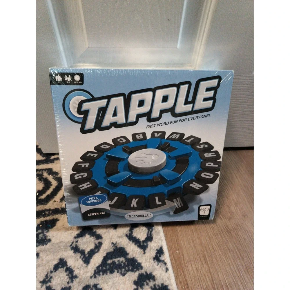 Tapple Fast Word Game Family Party Ages 8+ 2-8 Players Blue Timer Box Wear